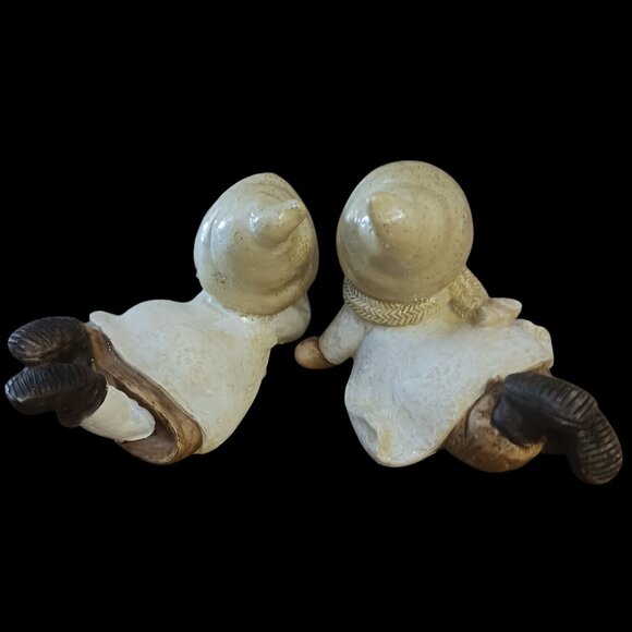 Vintage Adorable Winter Children Figurines – Cozy Winter Snow Play - Set of Two - Picture 8 of 12